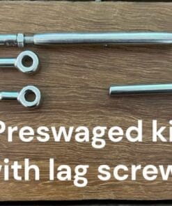 Alternative view of Stainless Steel Wire Kits with Lag Screws or eye screws made to length ready to install.