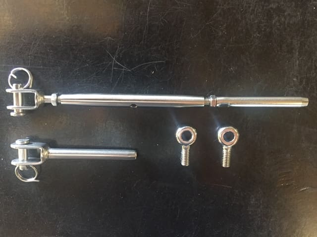 Stainless Steel Wire Kits with Lag Screws or eye screws made to length ready to install. - Image 5