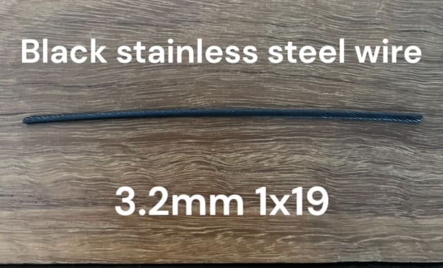 Black stainless steel Wire 3.2mm 1x19 316 grade.
