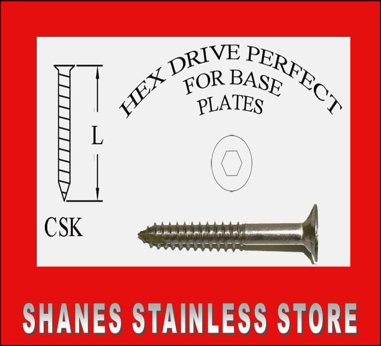 Stainless Steel Countersunk Baten Screws 14Gx100mm Box 250 - Free drive bit included.