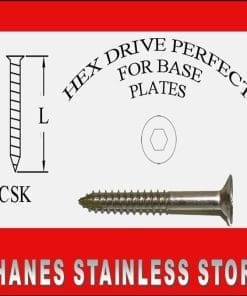 Stainless Steel Countersunk Baten Screws 14Gx50mm Box 250 - Free drive bit included.